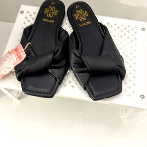 Sam & Libby Women's Slide Sandals Black Slip On Size 7.5